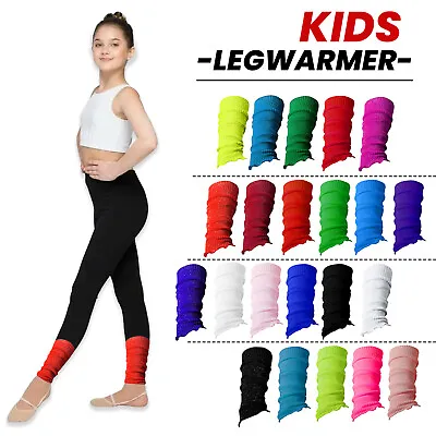 Kids Girls Leg Warmers Plain Glittery Footless 80s Dance Ballet Fancy Dress • £2.97