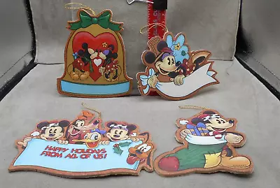 Vintage PerJinkities Disney Mickey Mouse Christmas Wood Ornament Lot Of 4 • $20