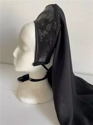 Mourning Tudor French Hood Renaissance Anne Boleyn Headpiece & Double Veil • $45