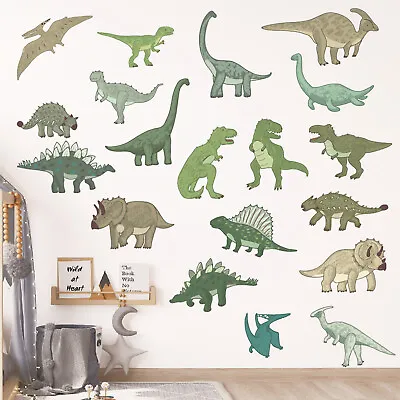 Dinosaur Wall Decal Stickers Baby Nursery Children Bedroom Kids Playroom UK HOT • £6.95