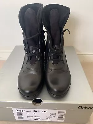 Gabor Cosmic Black Leather Lace Up Boots Size 5 • £50