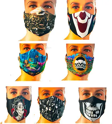 £7.99 • Buy Joker Clown Zombies Skull Bones Printed Mask Resuable Washable Masks Halloween