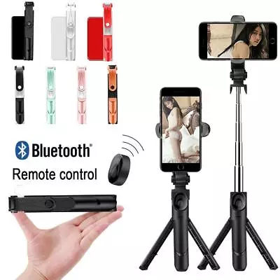 Mini Extendable Tripod Stand Bluetooth Selfie Stick Telescopic 4 In 1 Wireless • £8.26