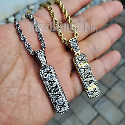 Hip Hop Jewelry Iced XANAX Pill Gold Silver PT Pendant & 24  Rope Chain Necklace • $11.99