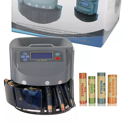 Electric Auto Coin Counter Sorter Dispenser Counting Batching W/Coin Tubes • $160.85