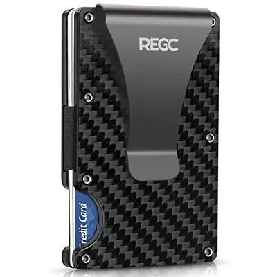 REGC Carbon Fiber Wallet Metal Money Clip Wallet RFID Blocking Minimalist Wal... • $35.26