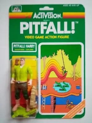 Custom Action Figures 3.75 Pitfall Harry Atari 2600 Edition Carded Art Display • $100