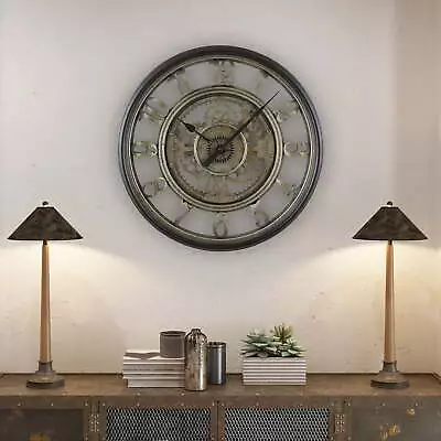  20  Indoor Rustic Metal Arabic Moving Gear Analog Wall Clock • $31.29