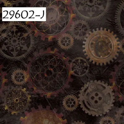 Steampunk 2 Halloween Cotton Quilt Fabric QT 29602-J Brown Gears • $10.80