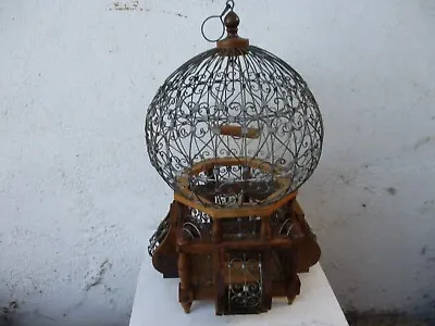 Vintage Victorian Style Wood & Wire Nice Bohemian Balloon Handmade Old Bird Cage • $175