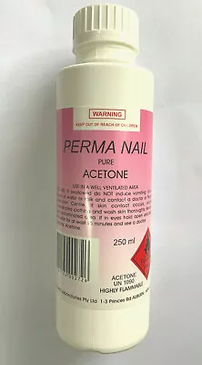 PERMA NAIL Pure Acetone 250ml -Nail Polish - Gel Acrylic - Remover • $14.95