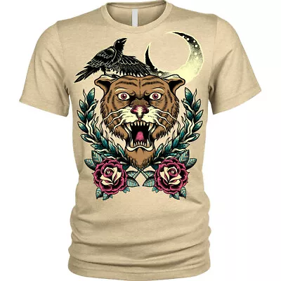 £10.95 • Buy Men's Tattoo T-Shirt | S To Plus Size | Moon Tribal Rose Tattooist