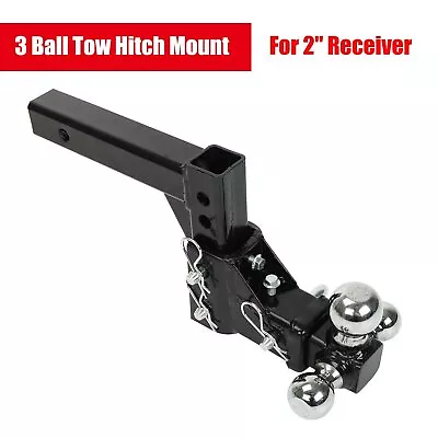 3-BALL HD Adjustable Drop Turn Trailer Tow 2 Hitch Mount For 2  Receiver • $98.49