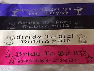 Hen Party Sashes Personalised - Baby Shower Sash Personalised - Birthday Sash • £3.85