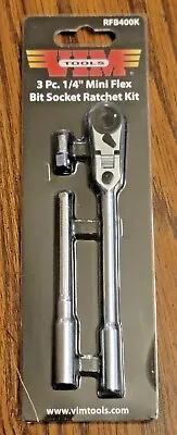 VIM Tools 3-Way 1/4  Hex Long Handle Locking Flex Head Ratchet/T-Handle #RFB400K • $49.99