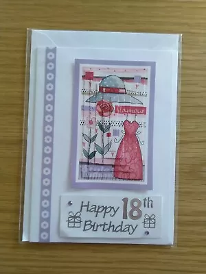 Handmade 18th Female Birthday Card -  Happy 18th Birthday  - Dress Design • £1.50