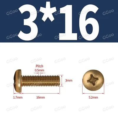 M2 M2.5 M3 M4 M5 M6 M8 Phillips Pan Head Machine Screws Brass Din 7985a • $8.19