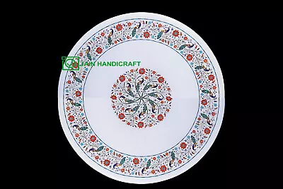 24'' White Marble Table Top Center Coffee Dining Inlay Pietra Dura Mosaic P59 • $1246.86