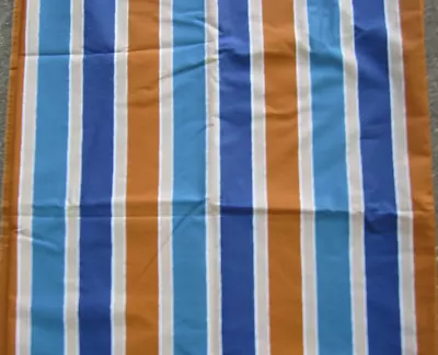 Vintage Poly Blend Stripe Shades Of Blue Brownish Rust 2 Yards X 54 • $14.50