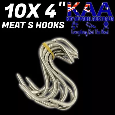 Butchers 10 X 4  Stainless Meat S-Hooks Butchers Chefs Hunters Sausage Making • $22