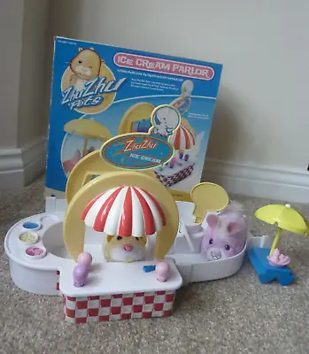 Zhu Zhu Pets Ice Cream Parlor Boxed+-Fur Real Rabbit & Go Go Hamster- Incomplete • £9.99