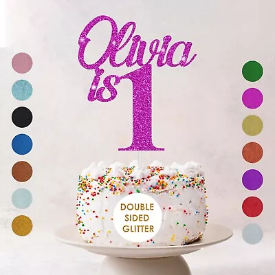 Personalised Happy 1st Birthday Glitter Cake Topper Any Name Any Age 3 4 8 10 15 • £2.69