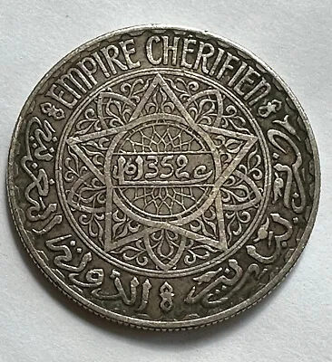 1933 (1352) Morocco 20 Francs Silver Coin • $39.99