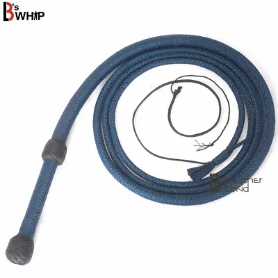 Indiana Jones Bull Whip 6 & 8 Foot 12 Plaits Blue Black Nylon Para-cord Bullwhip • $49.99