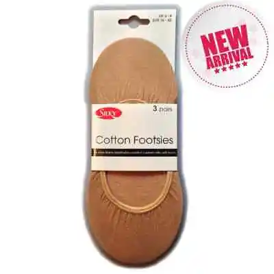 Silky Women's Cotton Footlets Footsies - 3 Pairs Pack - Natural  • £6.99