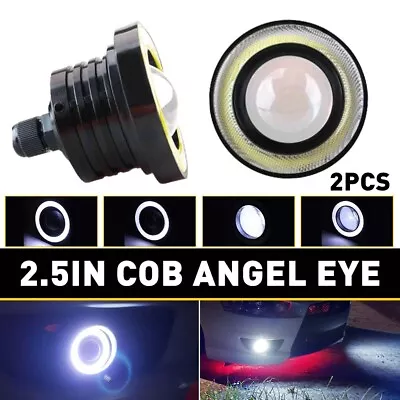 Universal 2Pcs 2.5  Round Projector LED DRL Halo Angel Eyes Fog Lights Lamp • $16.14