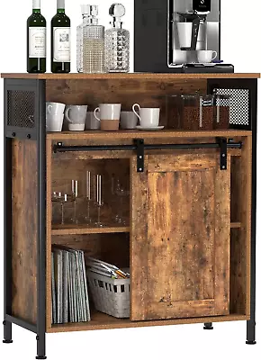 Industrial Storage Cabinet Farmhouse Sliding Barn Door Storage Cabinet With Sto • $193.05