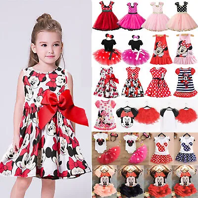 Kids Baby Girls Minnie Mouse Skirt Tulle Princess Dress Tutu Birthday Party • £5.99