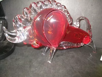 Murano Glass Buffalo Bull Sculpture Clear & Ruby Red Andrea Tagliapietra Y8a Pa • $19.50