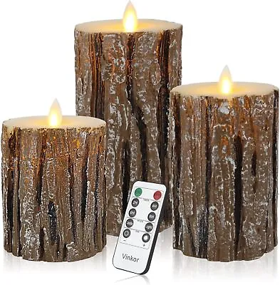 $25.99 • Buy 3 Pcs Flameless Birch LED Candles Moving Luminara Real Wax Battery Remote Timer