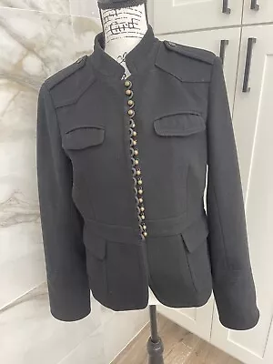 J CREW Vintage Black Y2K Short  Coat Sz 12 Military Look Warm See Measurements • $30