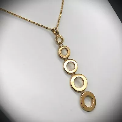 E. PEARL 925 Sterling Necklace Gold Plated Vermeil Graduated Circles Pendant • $29.99