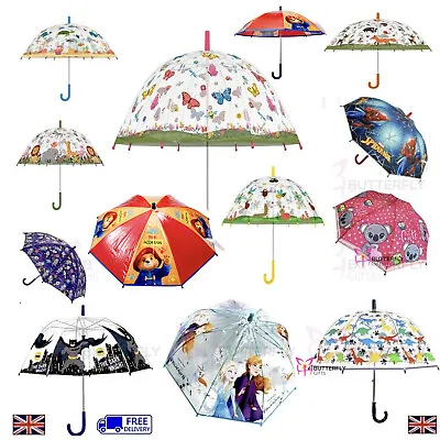 Kids Girls Boys Umbrella Cats Digger Dinosaur Spiderman Unicorn Halloween • £12.95