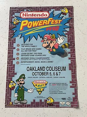 Nintendo PowerFest World Championships 1990 Poster NWC NES VTG Mario Original • $400