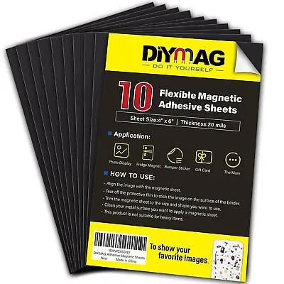 Magnetic Adhesive Sheets |4  X 6 | 10 Pack Cuttable Flexible Magnet Sheets  • $10.01