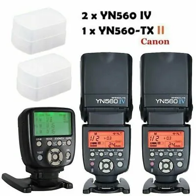 2pcs Yongnuo YN560 IV + YN560-TX II LCD Wireless Flash Controller Kit For Canon • $434.49