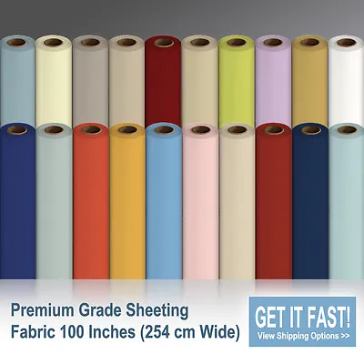 NightComfort Plain Fabric Sheeting High Thread PolyCotton 254cm Wide/ Metre • £1.60