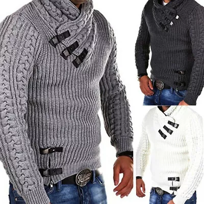 Men's Winter Pullover Hoodies Knitted Jacket Turtleneck Cardigan Casual Sweaters • $45.49