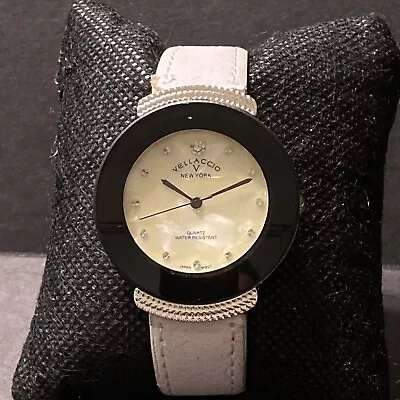 Women's Vellaccio V New York Quartz 2187 White Leather Water Resistant Japan  • $19.79