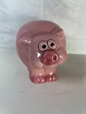 Vintage Big Eyed Pink Pig Piggy Bank: Marked 9055 No Stop • $16.99