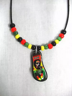 $9.99 • Buy Bob Marley Smoking Rastafari Flip Flop Pendant Rasta Ceramic Beads Adj Necklace