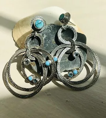 Echo Of The Dreamer-Mars And Valentinemulti HoopTurquoise￼Post Earrings. • $240