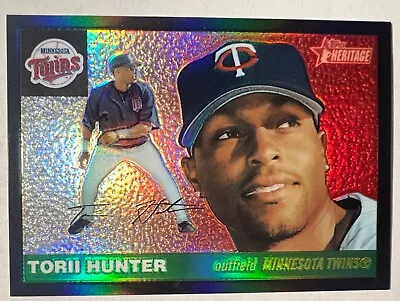 2004 Topps Heritage Chrome Black Refractors #THC53 Torii Hunter #'d 13/55 Twins • $65