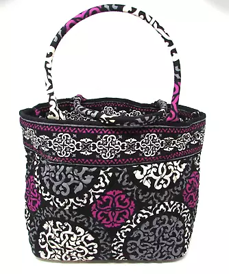 Vera Bradley Canterberry Magenta 2013 Medium Open Tote Handbag School Bag Black • $25.49