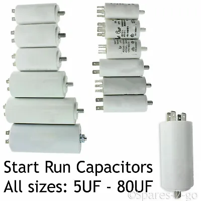 BEKO Capacitor Start Run Motor Capacitors Micro Farad MFD 5UF - 80UF Spade Tabs • £8.75