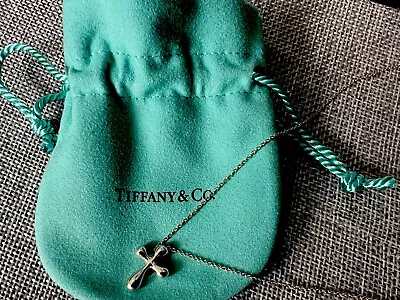 Tiffany & Co Sterling Silver 925 Elsa Peretti Small Cross Pendant 16  Necklace • $41.10
